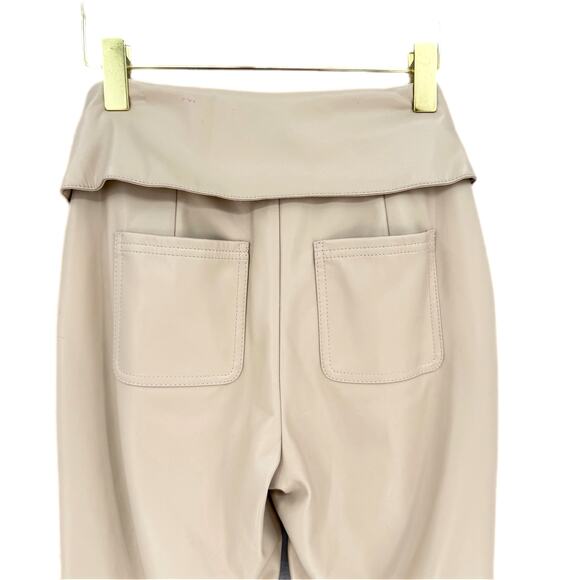 Jonathan Simkhai Tessa Tie Belt Faux Vegan Leather High Rise Straight Tan Pants - Picture 6 of 12